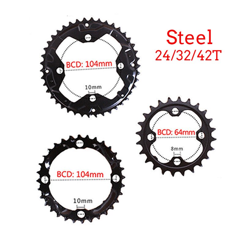 ELYON MTB 104BCD Chainring 64BCD 24/32/42T Bicycle Chain Ring 3X10S Triple Crankset Road Bicycle Mountain Bike Crank Cycle Parts