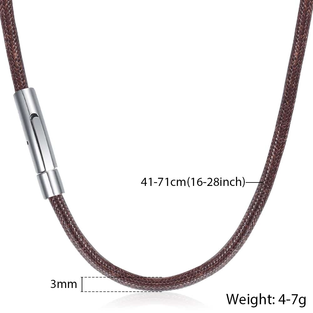 3mm marrom preto feito pelo homem colares de couro para homens de aço inoxidável fecho magnético cordão de couro dos homens colar de jóias presentes ldn22: DN77 Brown Color / 20inch(50cm)