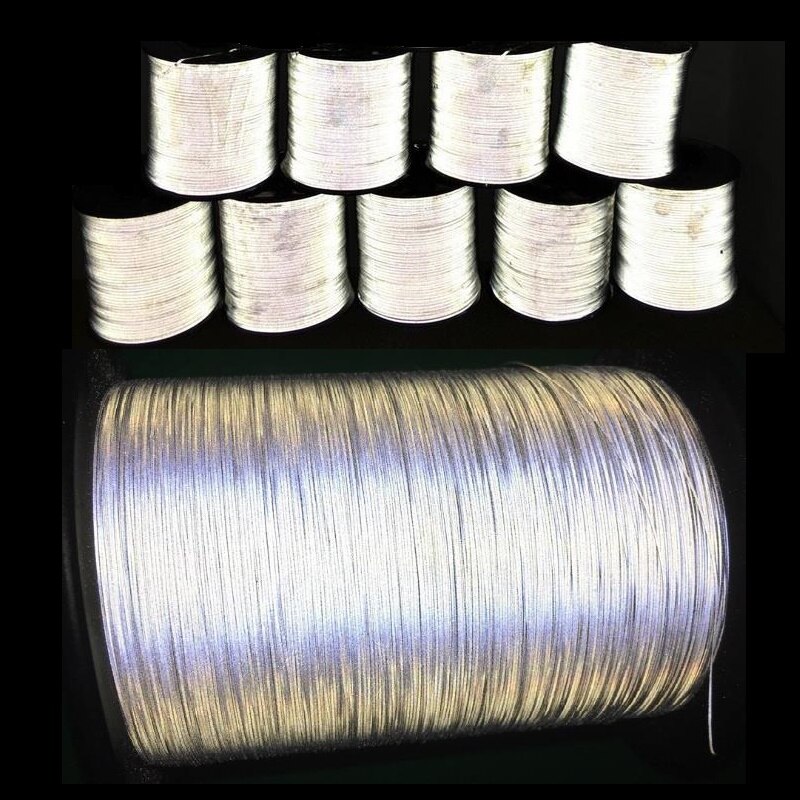 Hilo reflectante para tejer ropa, hilo de 0,5mm, 4000m/rollo, luz Normal, doble , Material de costura, bricolaje