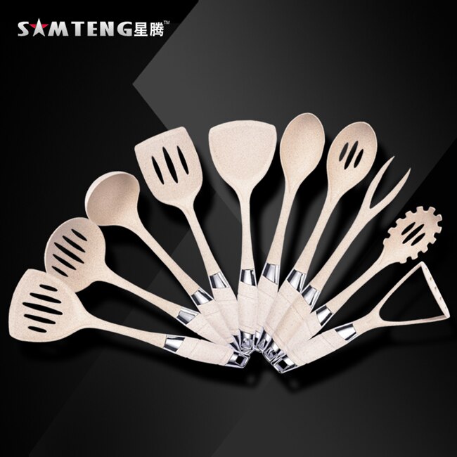 Juego de utensilios de cocina de Platycodon de trigo, utensilios de cocina de material de protección ambiental de grado alimenticio, diez piezas: 10pcs