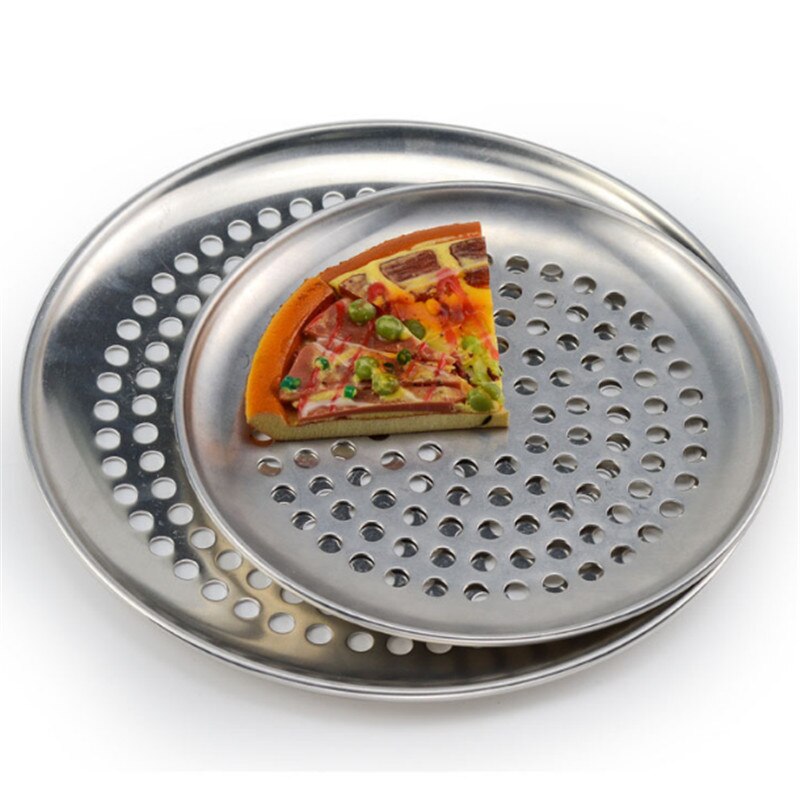 Aluminium Pannen Met Gaten Non-stick Ronde Pizza Bakplaat Plaat Bakkerij Pizza Gereedschap Oven Outdoor Mesh Metalen Net pizza Oven