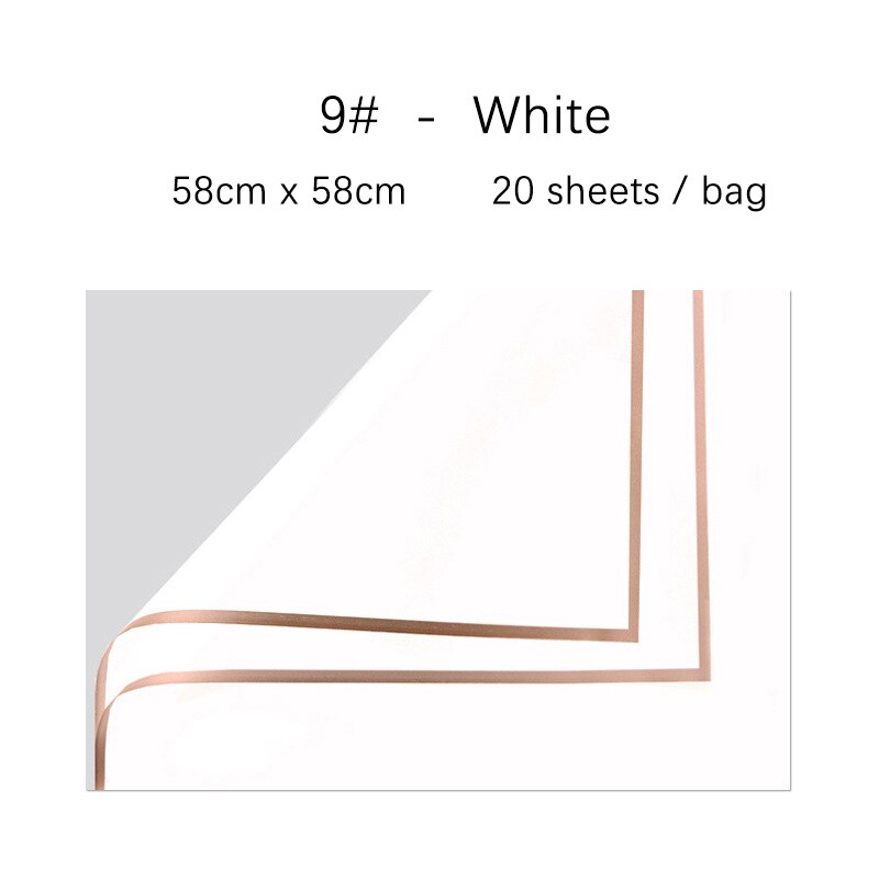 Carta per mazzo da fiorista impermeabile, carta da regalo per fiori freschi con bordo dorato, confezione regalo, artigianato fai-da-te, forniture per mazzo da fioraio: 9