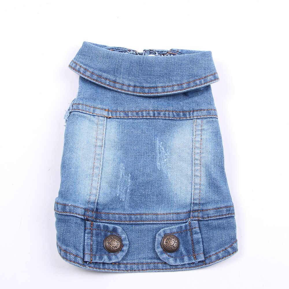 Veste en jean sans manches pour chien, vêtement pour animaux de compagnie, petit et moyen gabarit, veste de Cowboy, Chihuahua, Pitbull: Light Blue Jacket / XL