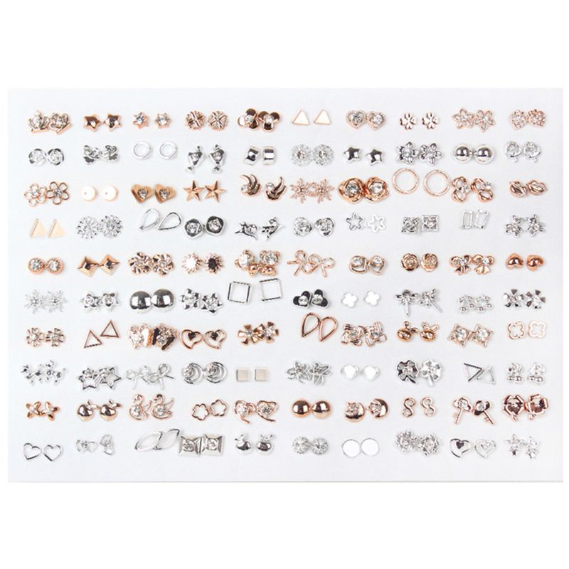 100 par forskellige stilarter mini plastik allergivenlige øreringe lot til børn hjerte øreringe smykker: B