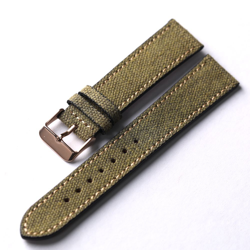 Handgemaakte canvas laminering lederen band 18 19 20 21 22 MM zwart groen vintage heren antieke horlogearmband: White black / 19mm