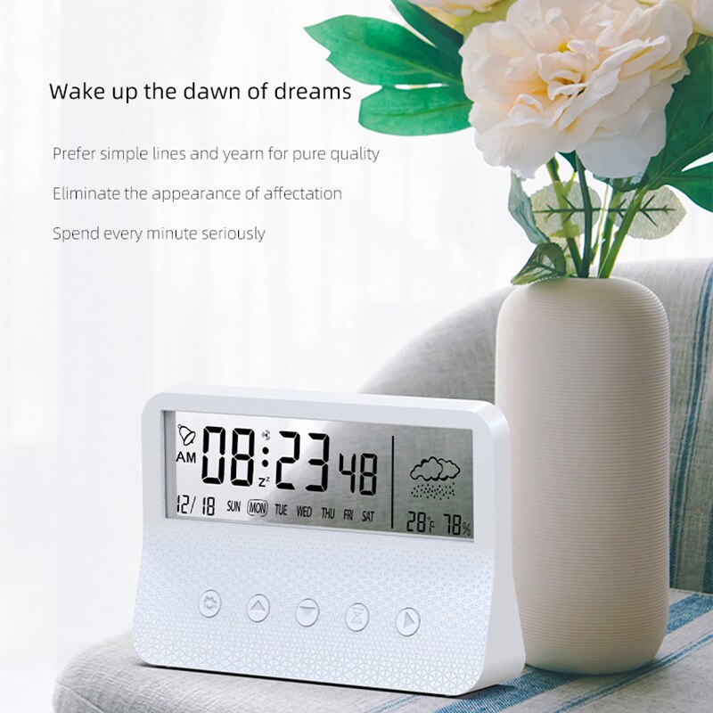 Transparent LED Luminous Digital Alarm Clock Mute Smart Rechargeable Electronic Clock Mute Humidity Calendar Desktop Alarm Clock