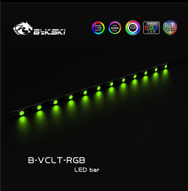 Bykski Rgb Led Strip Hard Licht Band Voor Water Blok (Cpu/Gpu/Geheugen...), 12V 4pin/5V 3Pin M/B Sync, Pc Cooling Mod Onderdelen, B-VCLT: 200mmX12(12V)