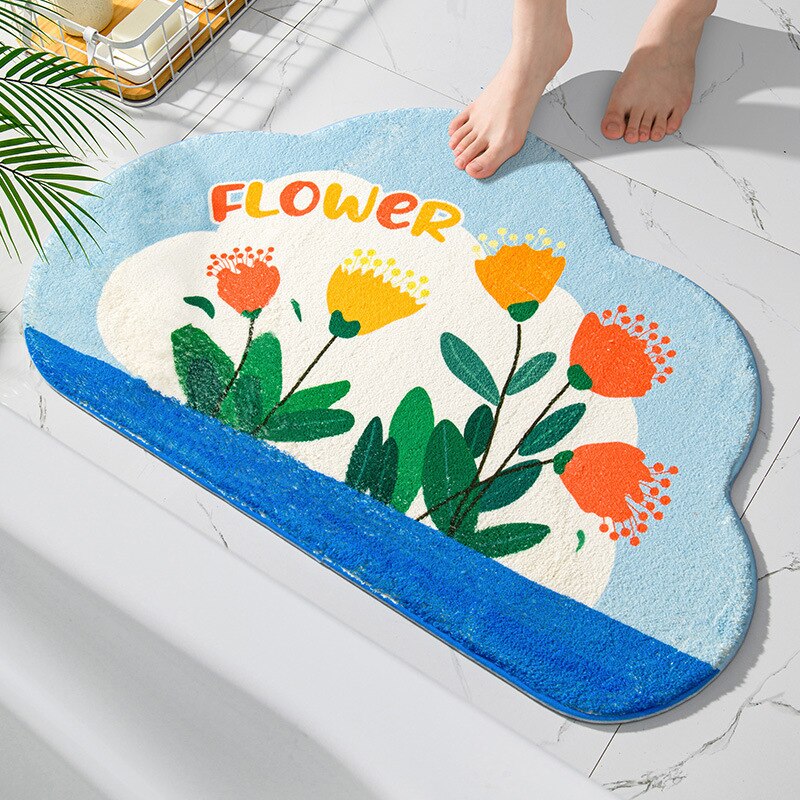 Anti Slip Mat For Bathroom Super Absorbent Floor Mat Quick Waterproof Bath Cat Rug Doo Bathroom Door Absorbent Non-Slip Foot Pad: WHITE