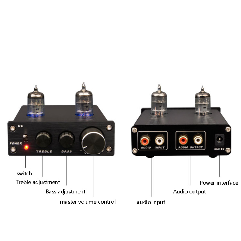 Preamplificatore valvolare audiofilo HIFI Nessun rumore di sottofondo Regolazione dei bassi alti Mini preamplificatore di livello professionale Tubo 6K4