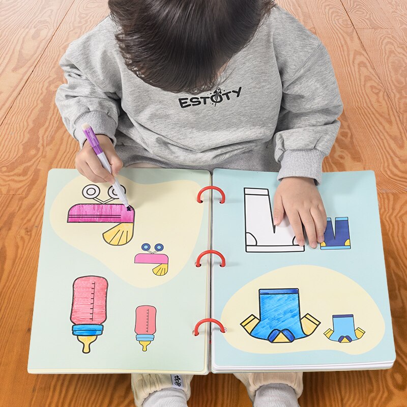 48 Pages/Doos Leeftijden 2-6 Krabbel Kleurboek Kinderen Uitwisbare Tekening Boek Kleuterschool Vroege Onderwijs Primer schilderen Boek