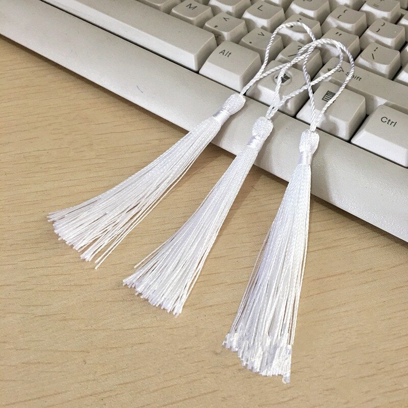 10 sztuk mieszane kolor 14cm jedwabne frędzle fringe szycia Bang zakończenie z frędzlami kluczowe frędzle dla DIY biżuteria naszyjnik chiński węzeł: White