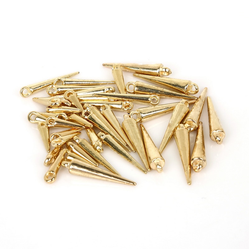 100-200 pcs/lot Rhodium/or couleur CCB plastique cône forme perles breloques pendentifs pour Bracelet collier bijoux à bricoler soi-même résultats
