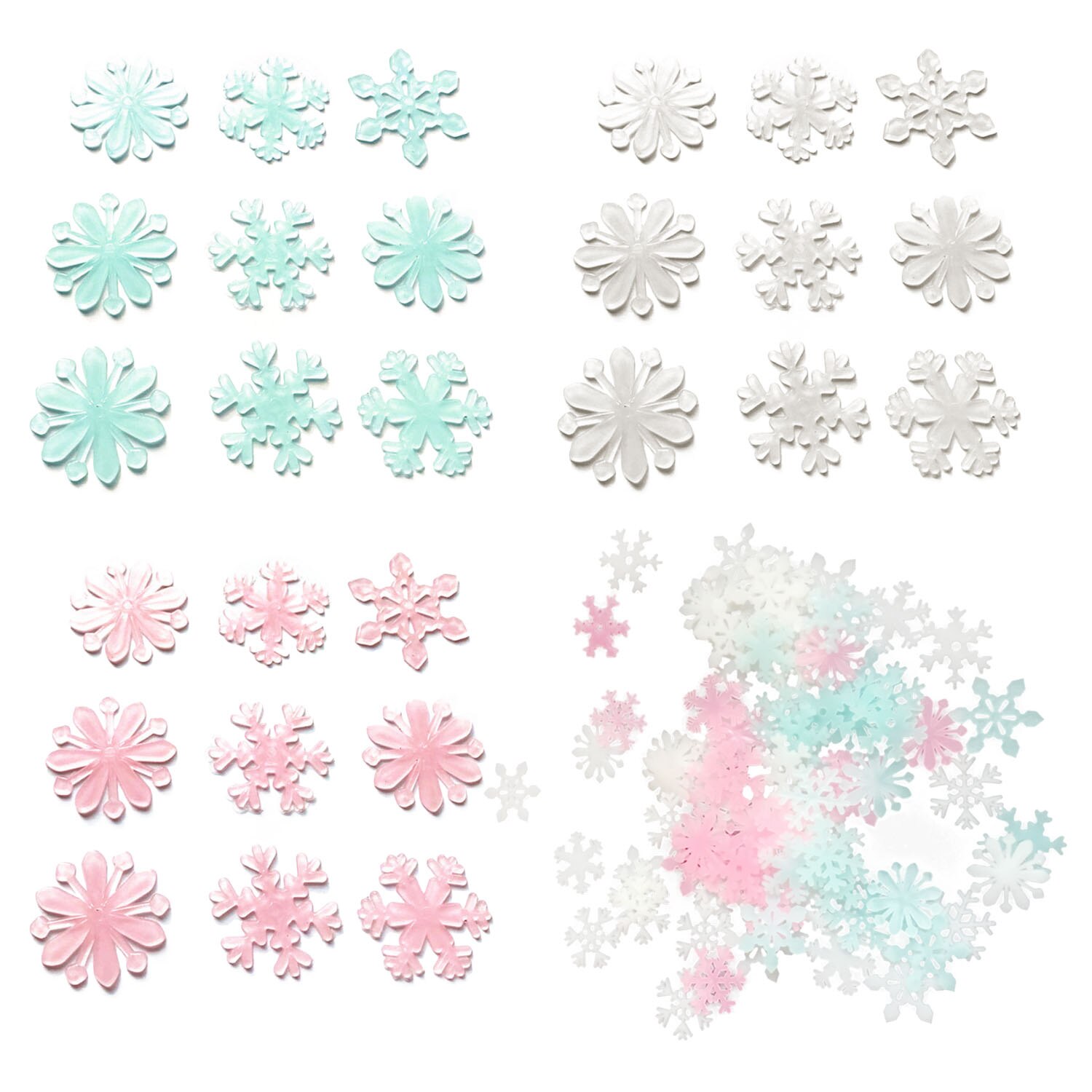 Besegad 50PCS Luminous Glow in the Dark 3D Snowflake Shape Wall Window Decoration Decals Stickers for Home Bedroom