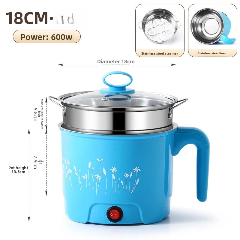 Multifunktionell elektrisk spisgryta liten kraftfull non-stick-gryta i rostfritt stål för kontorsbruk hushållsapparater 220v: Grå / Jp