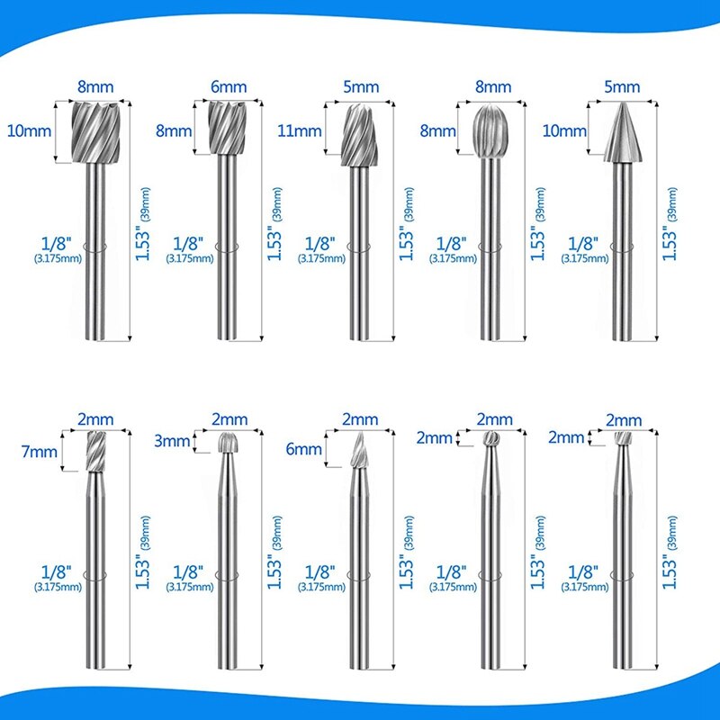 20Pc Hss Router Carbide Graveren Bits Voor Dremel Router Bit Set 1/8 Inch(3Mm) schacht Voor Dremel Proxxon Rotary Gereedschap