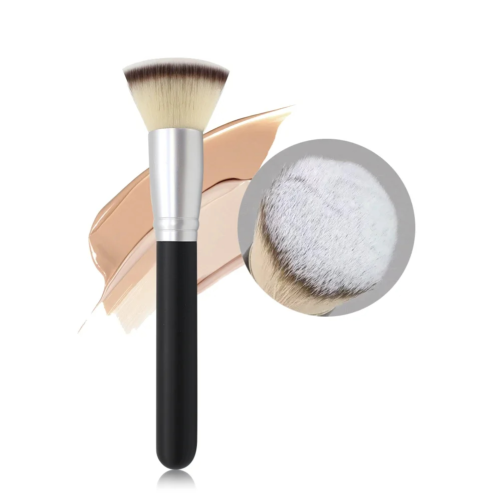 Brocha de maquillaje para base negra, brocha de maquillaje para base en crema, brocha grande para base, herramienta de maquillaje facial de pelo sintético: YELLOW