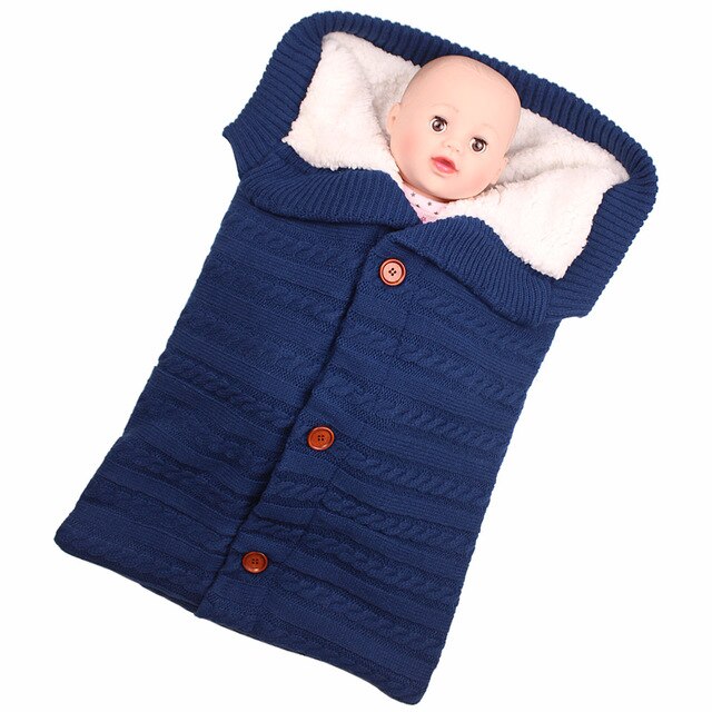 Warm Baby Blanket Knitted Newborn Swaddle Wrap Soft InfantSleeping Bag Footmuff Cotton Envelope For Stroller Accessories Blanket: 6