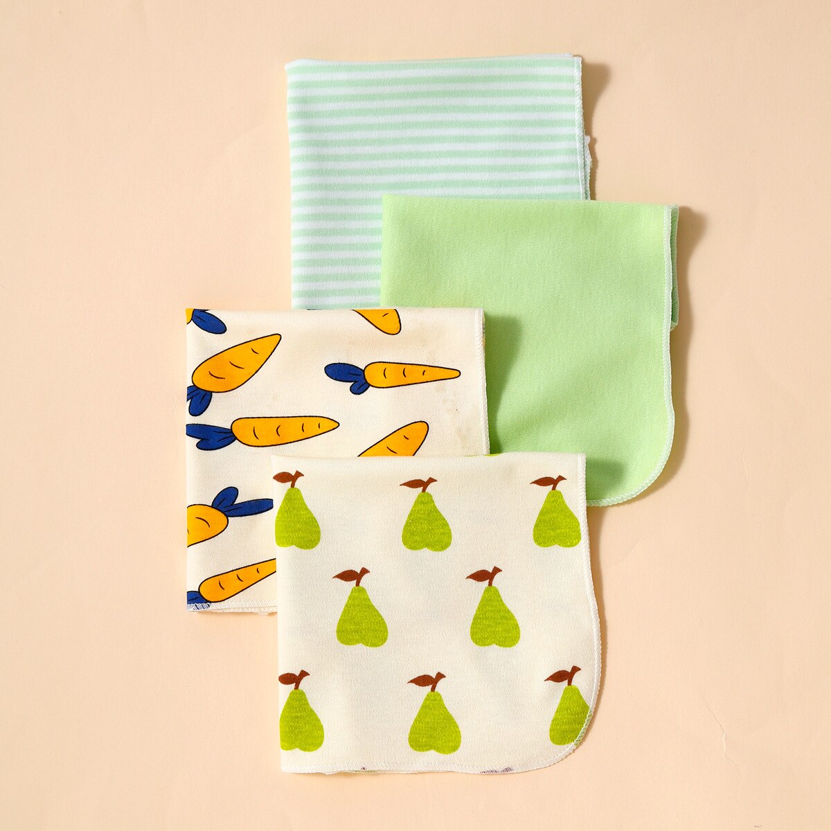 100% Cotton Newborn Baby Towels Saliva Towel Nursing Towel Baby Boys Girls Bebe Toalha Washcloth Handkerchief KF011: 12 pear carrot