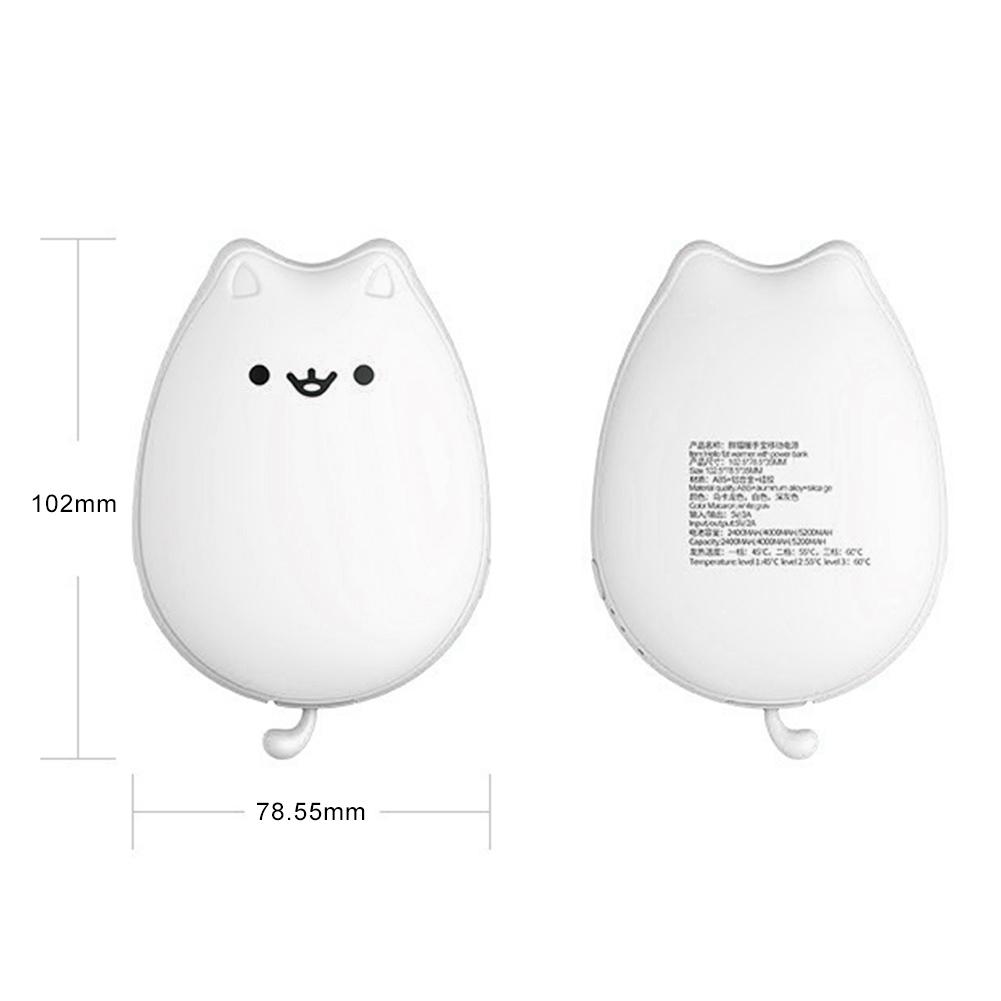 5200mAh Cute Cat Pocket Heater Hand Warmers Pocket Heater Portable Rechargeable Hand Warmer Cat Power Bank For Autumn Winter