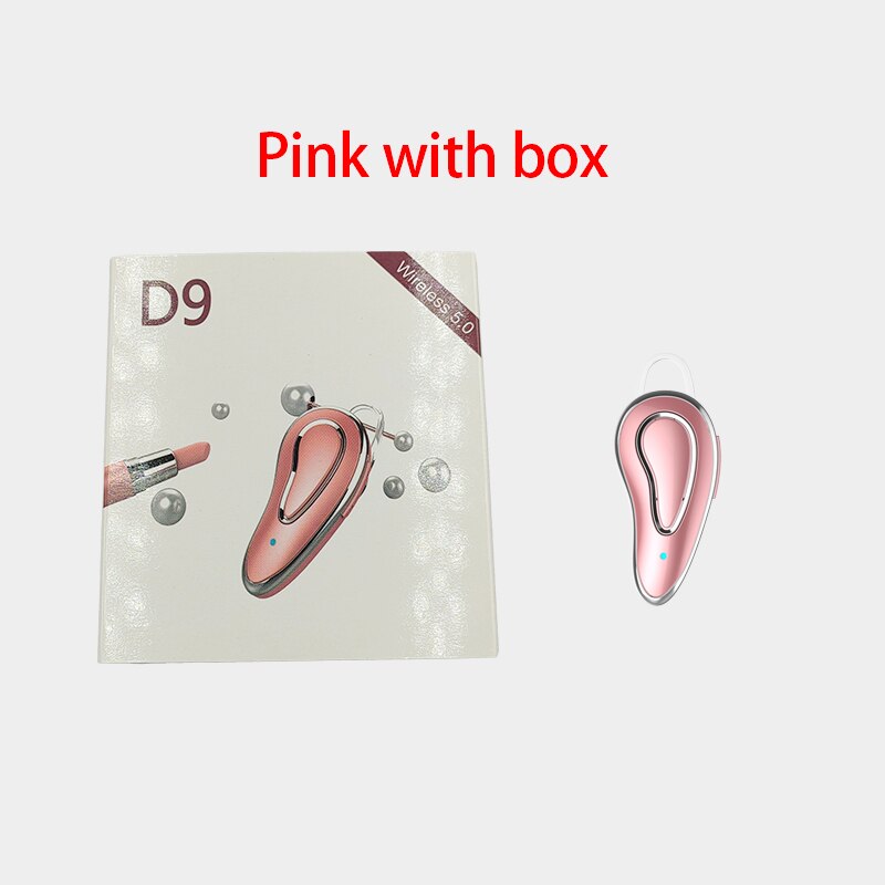 2022 mini-bluetooth-headsets, freisprecheinrichtungen, 5.0 kabellose kopfhörer, ohrhörer mit mikrofon und ohrhaken: Rosa mit box