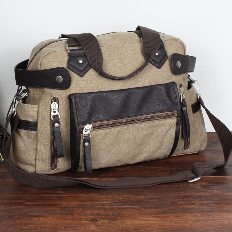 Mannelijke Tas Engeland Retro Handtas Schoudertas Canvas Mannen Big Messenger Bags Mannen Reizen Crossbody Plunjezak XA45C: Khaki canvas