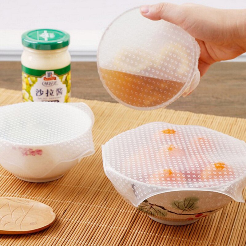 De silicona tazón cubre reutilizable papel para guardar alimentos frescos tapa sellada Stretch Film transparente bol de vacío de plástico accesorios de cocina