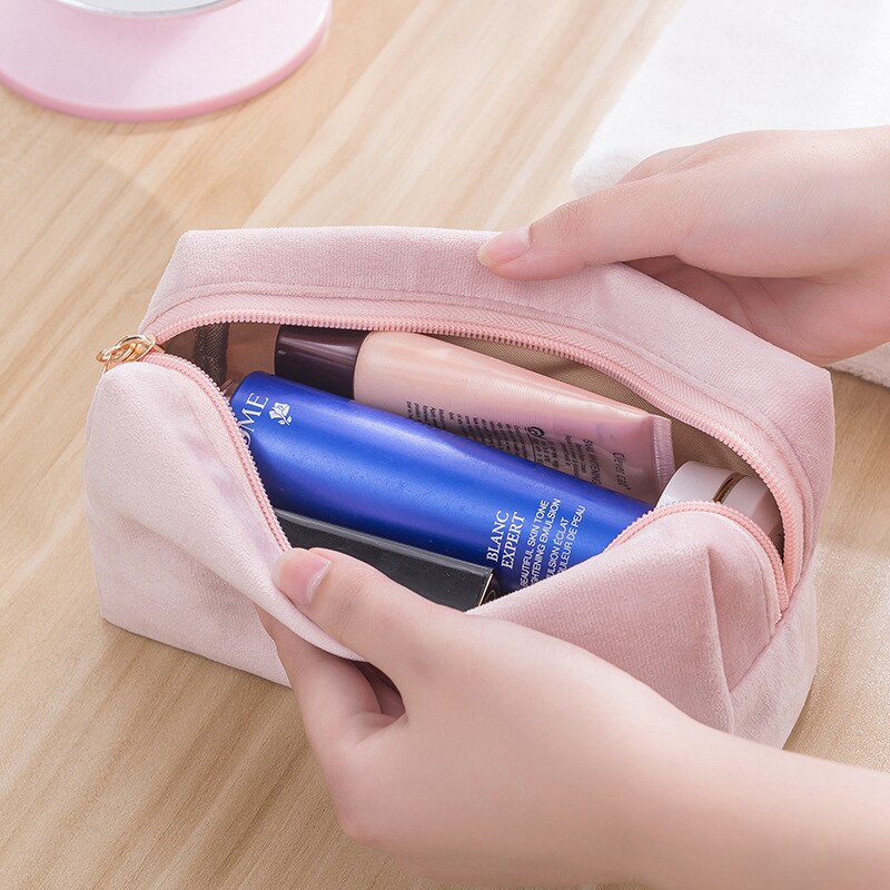 XZP multifonction voyage cosmétique sac femmes maquillage sacs articles de toilette organisateur couleur unie femme rangement trousse à maquillage nécessaires