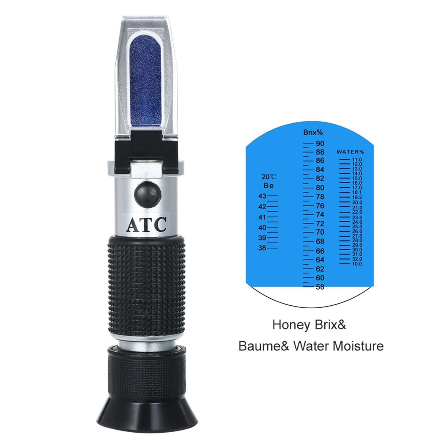 3-in-1 Honey Refractometer for Brix Scale Range Handheld Honey Moisture Tester ATC Refractometer Honey Concentration Meter