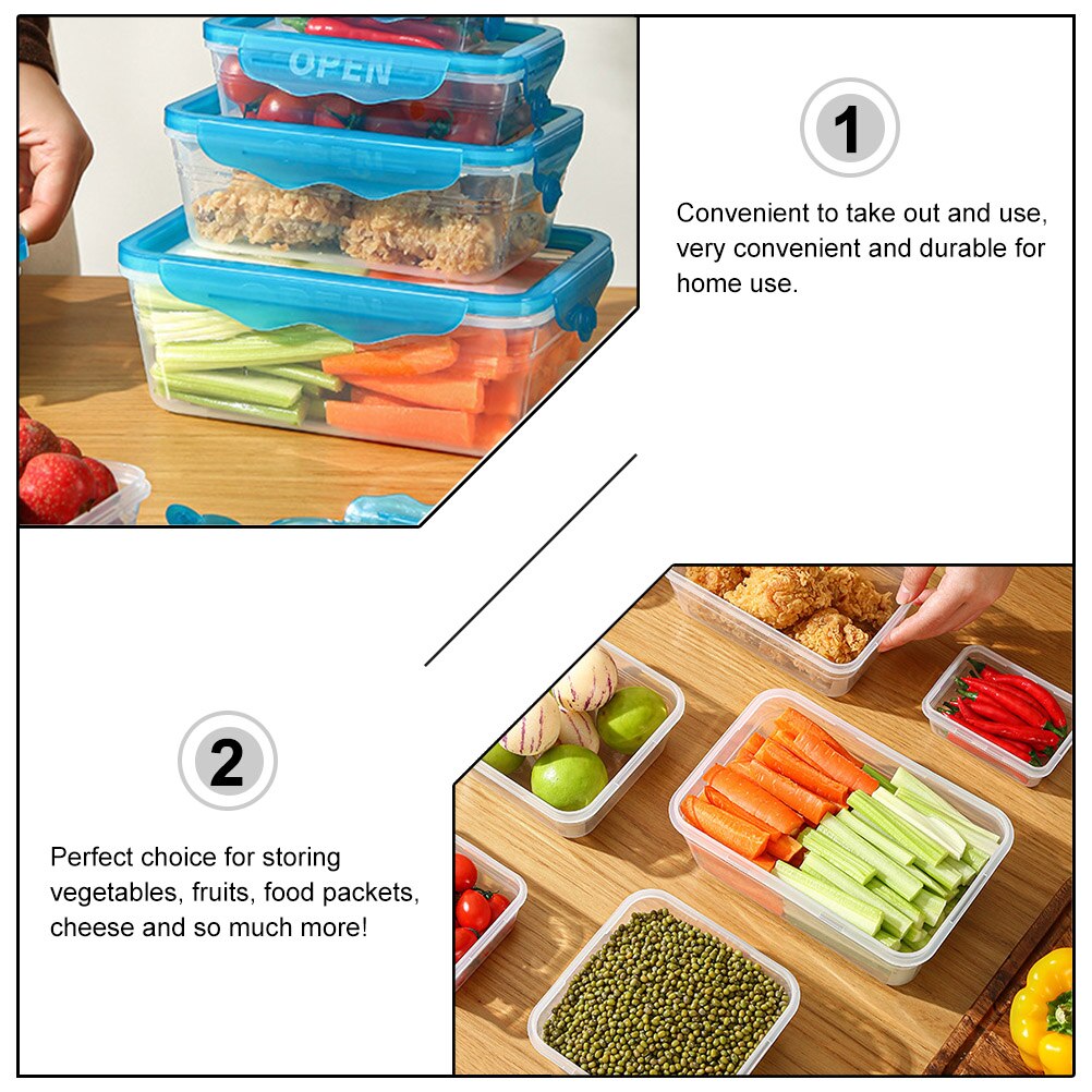 Plastic Food Storage Container Rectangular Fresh-Keeping Food Box for Kitchen