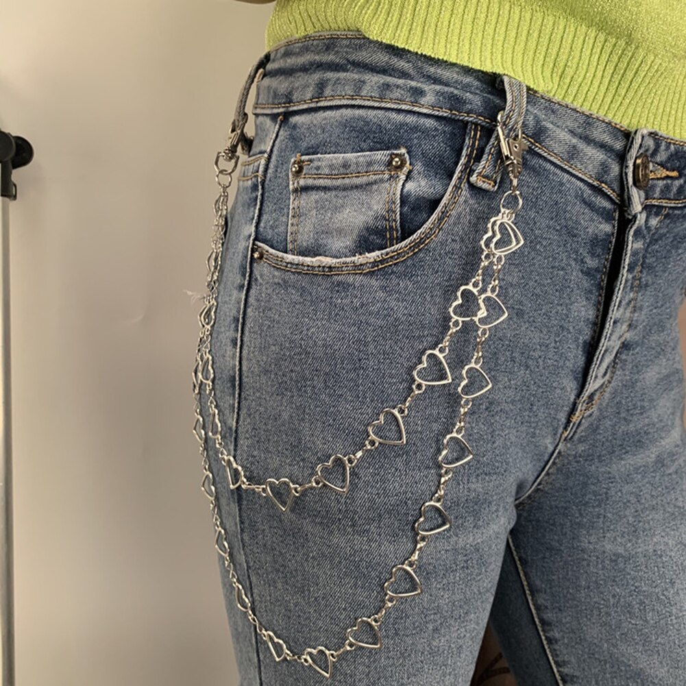 Eenvoudige Hartvormige Taille Chain Unisex Metalen Riem Ketting Broek Decoratie