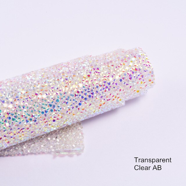 Tissu à strass brillants, 8 couleurs, 24x40cm, pour confection de robes pour nouvel an, DIY, , F0331: Transparent Clear AB