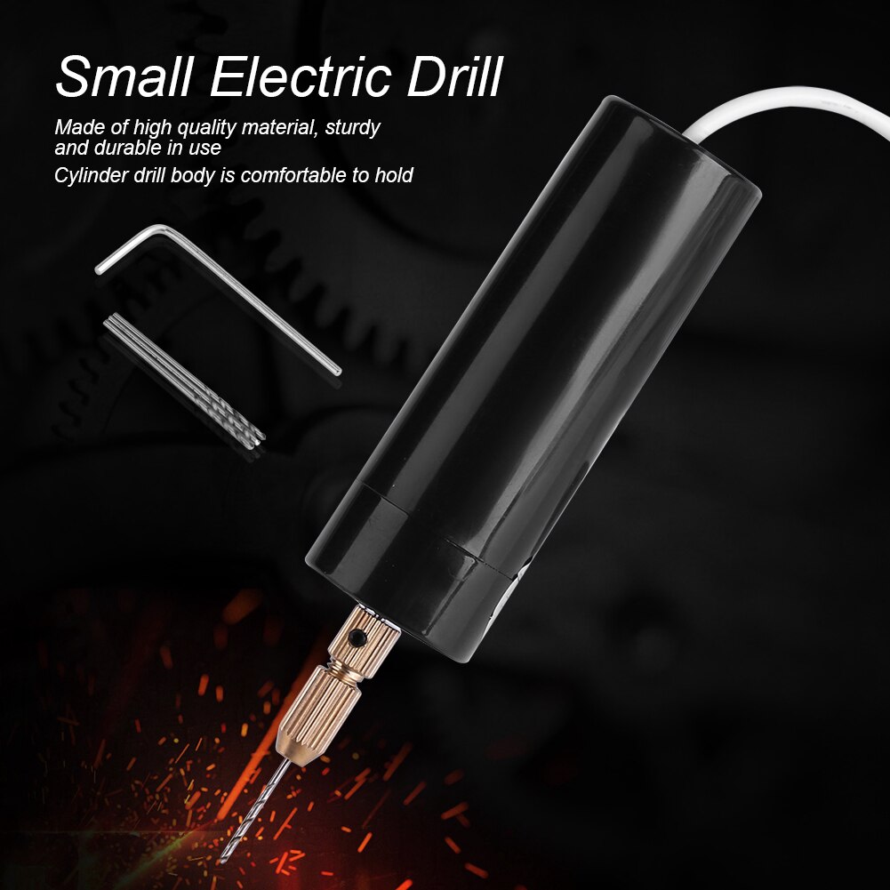 Mini handborr usb-driven handhållen roterande borrsats med spiralborr för metallträsmycken diy mini elektriska borrverktyg