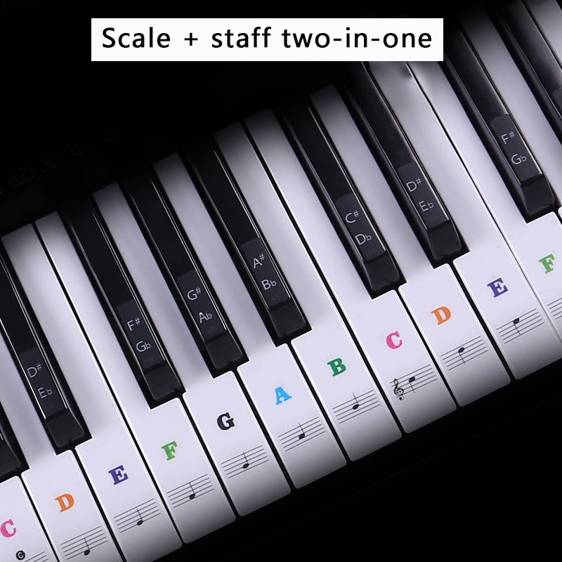 Piano Sticker Transparant Piano Toetsenbord Sticker Verwijderbare Elektronische Toetsenbord Note Sticker Voor 54/61/88 Key Piano Stave