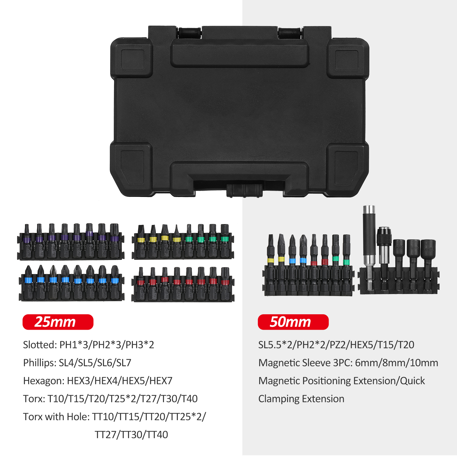 15/20/45PCS Drill Bit Set Screwdriver Bit Set Impact Driver Bit Set for Wood Metal Steel and Security Screwdriver Bits with Case: Orange