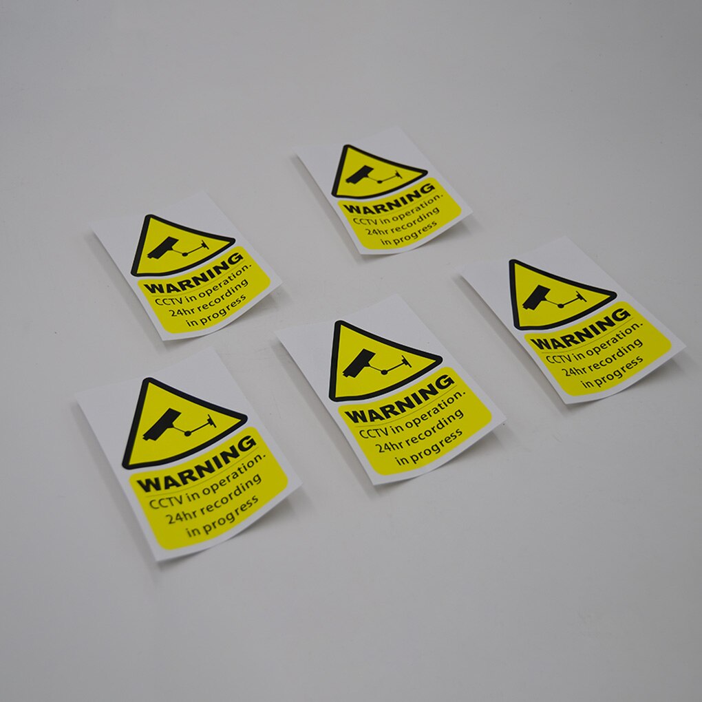 5PCS/Set CCTV In Operation Video Surveillance Security Alarm Decal Window Warning Sticker Mark Signs Car Styling