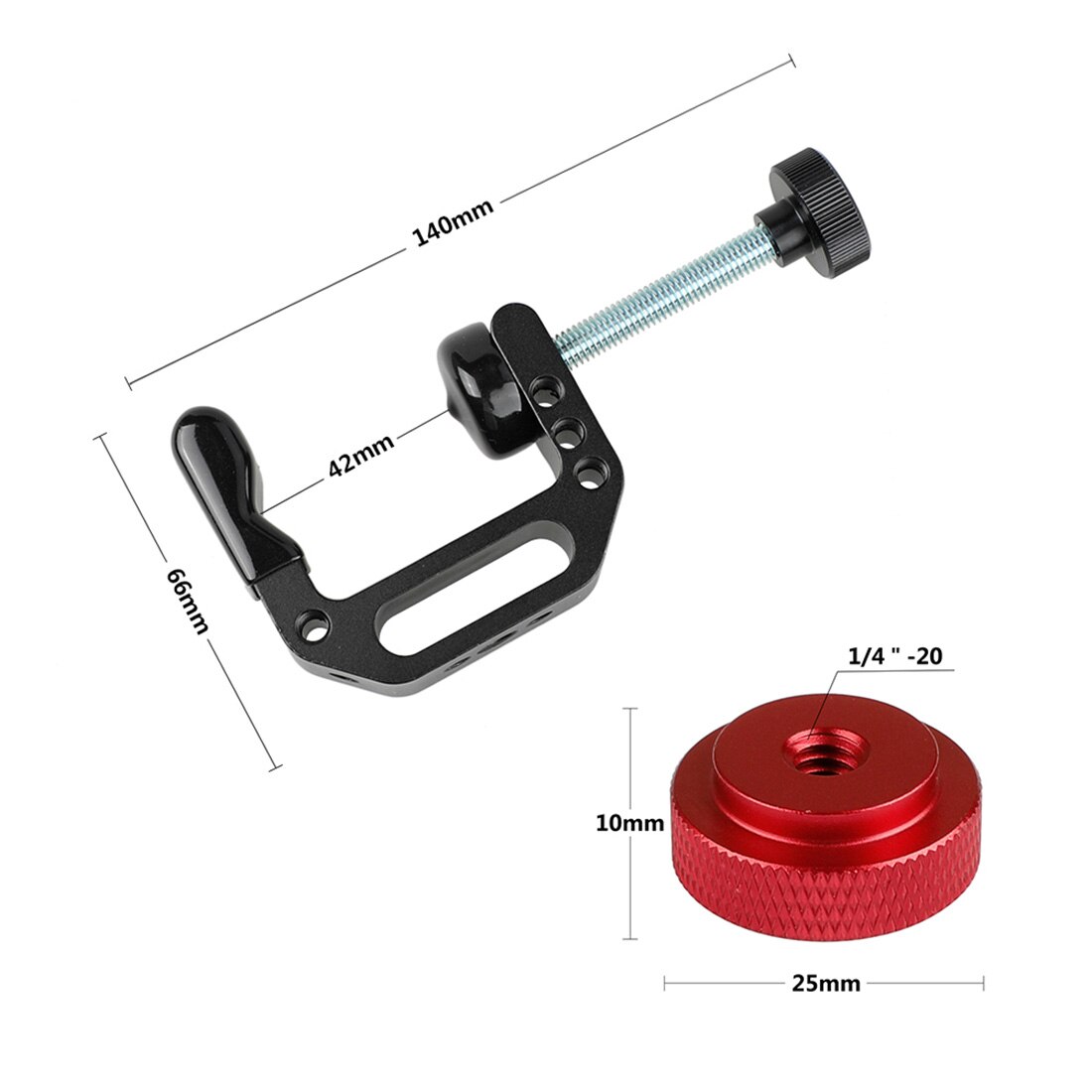 Universal- Aluminium Schreibtisch C Typ Kamera Schraube Klemme 360 Drehbare 1/4 &quot;Mini Ball Kopf Stativ für SLR-Licht halterung Stehen: rot Klemme nur