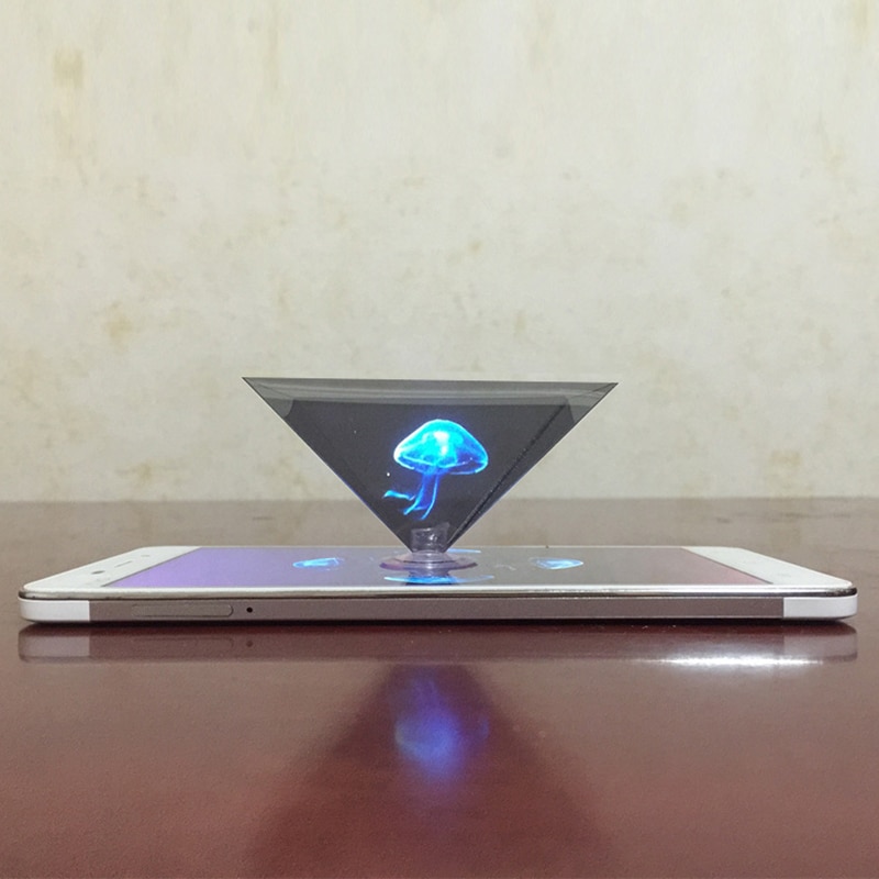 Mini 3D Hologram Pyramid Display Projector Video Stand Universal miniature hologram projector Cute holder For iphone Huawei