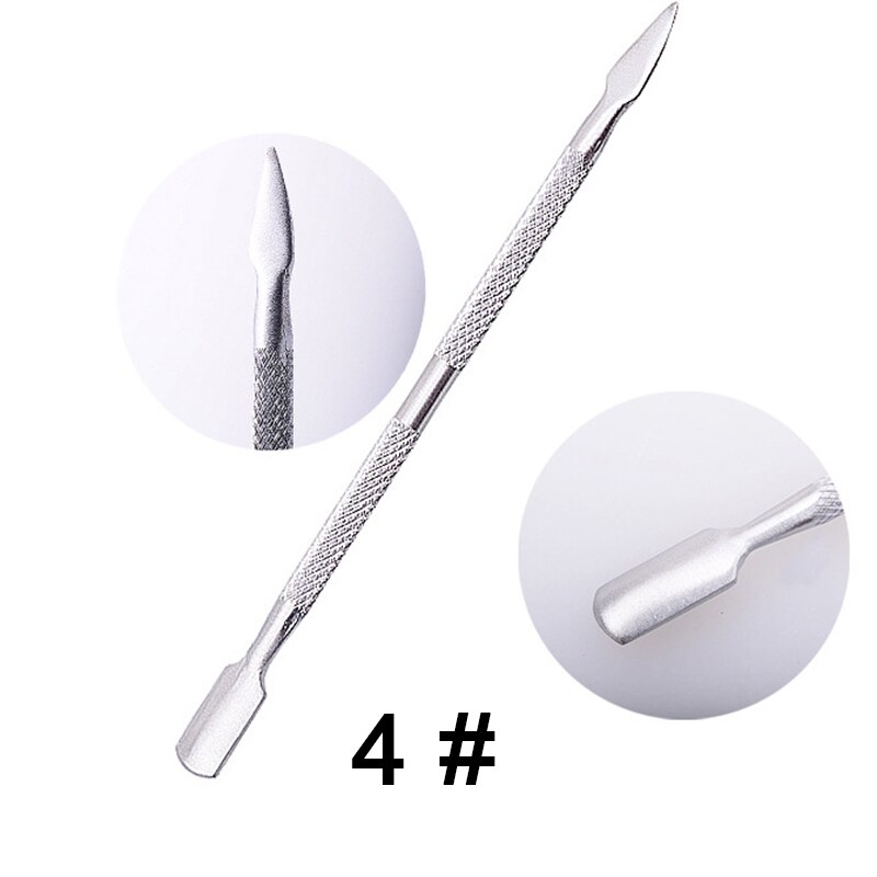 4pcs Dual Head Nail Cuticle Pusher Stainless Steel Nail Cuticle Pusher Remover Dead Skin Push Manicure Nail Care Tool