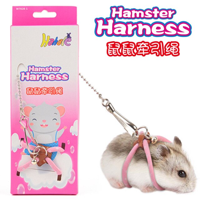 Arnés para hámster con cascabel, arnés ajustable para mascotas, ratas, ratones y hámsters