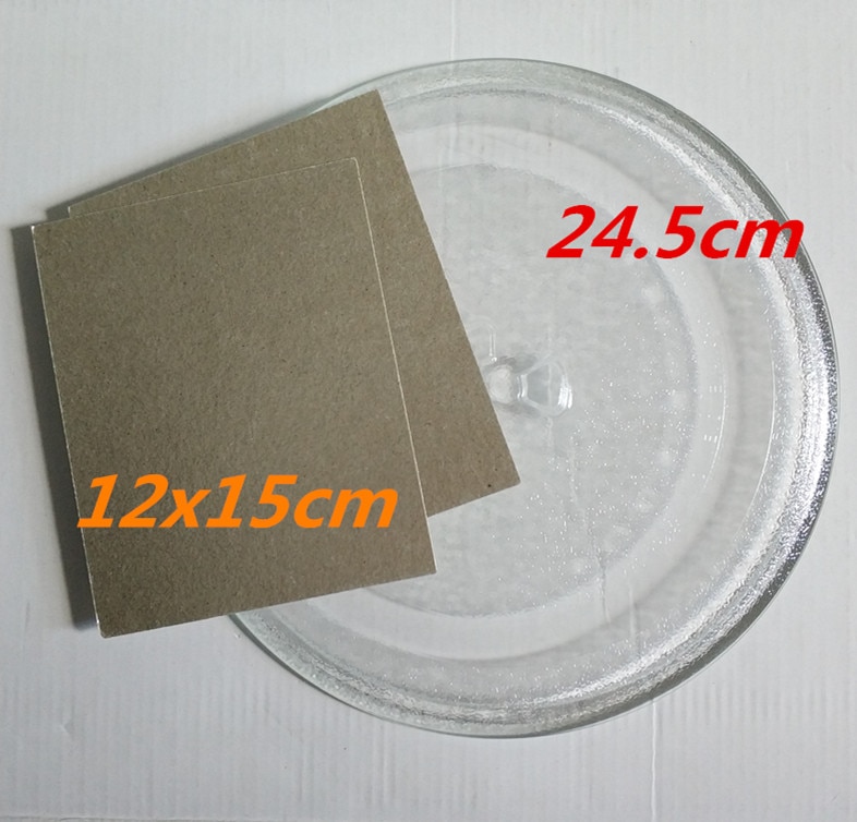 Revolving lade 24.5 cm Y type magnetron glas plaat + 2 stks 12x15 cm Mica plaat voor magnetron oven magnetron onderdelen