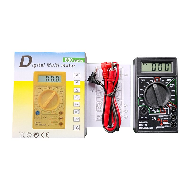 Mini dt -830b digitalt multimeter ac  dc 750/1000v ohm tester til elektriker inspektion og reparation digitalt display multimeter