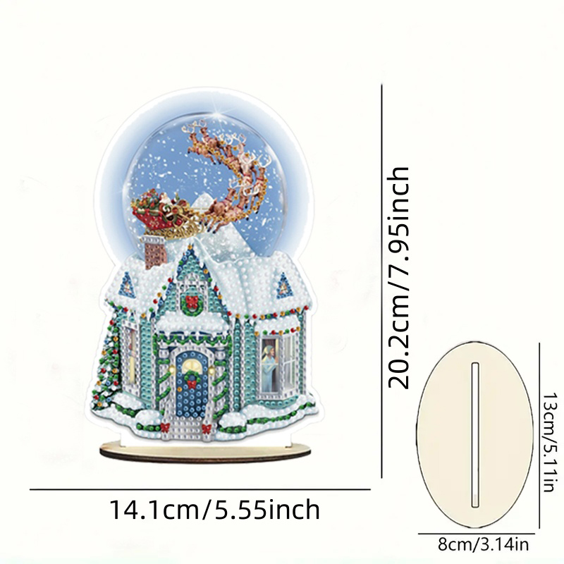 1pc/set DIY Diamond Art Christmas Table Ornaments One Side Wood Crystal Rhinestone Diamond Painting Christmas Decoration: PURPLE