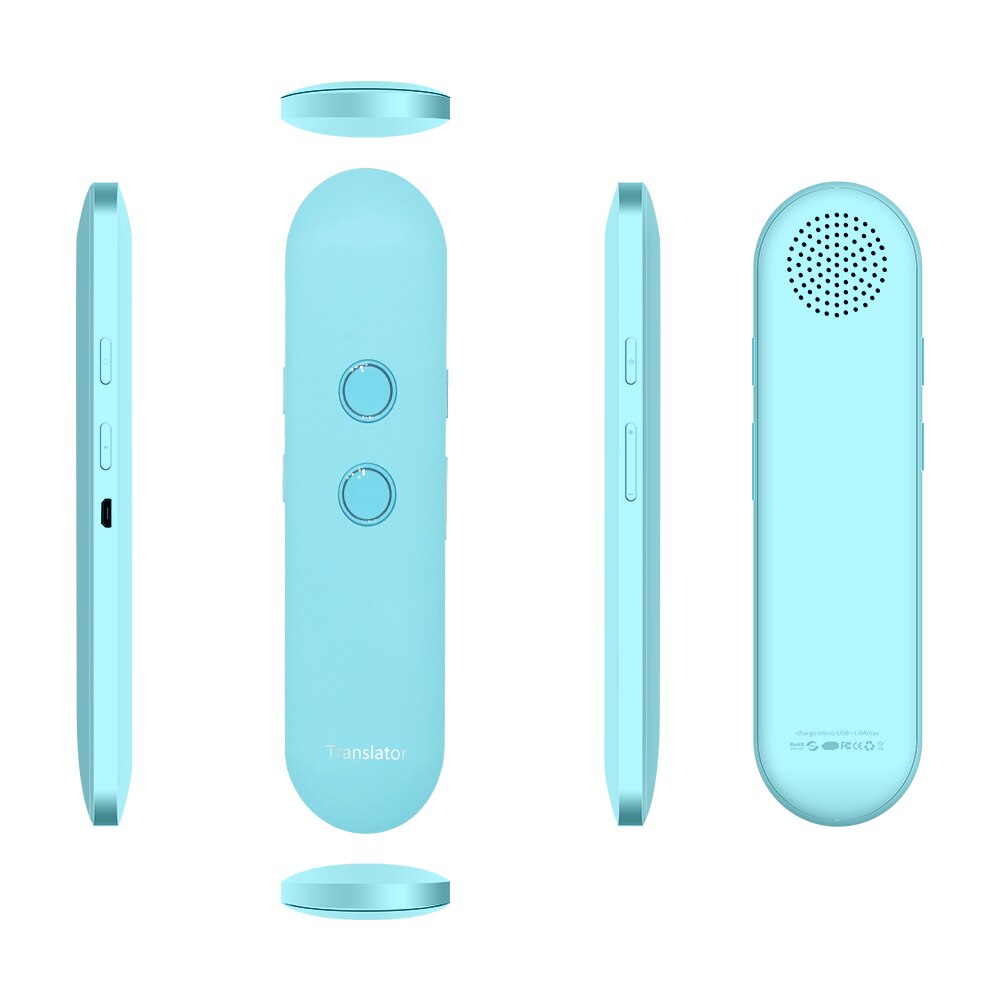 Portable intelligent 3-in-1 Voice Translator for learning voice text picture language translator of travel business meeting: Blue