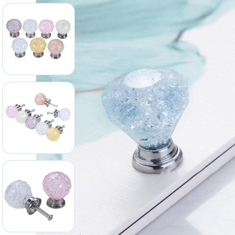Crack Bal Knop Acryl Ice Crackle Kristal Handvat Gem Ronde Diamant Lade Pull Hardware Enkel Gat Kristal Knoppen Handles