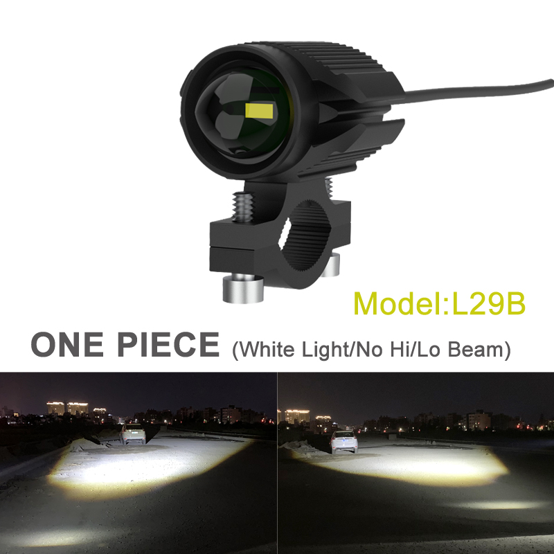 Faro LED Universal para motocicleta, lente de proyector de doble Color para ATV, Scooter, conducción para Cafe Racer, lámpara de foco auxiliar
