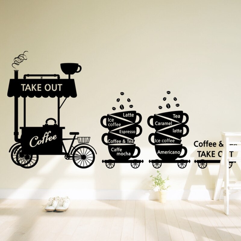 Coffee Shop Sticker Glass Decal Cafe Poster Vinyl Art Wall Decor Mural Break Milk Tea 1001