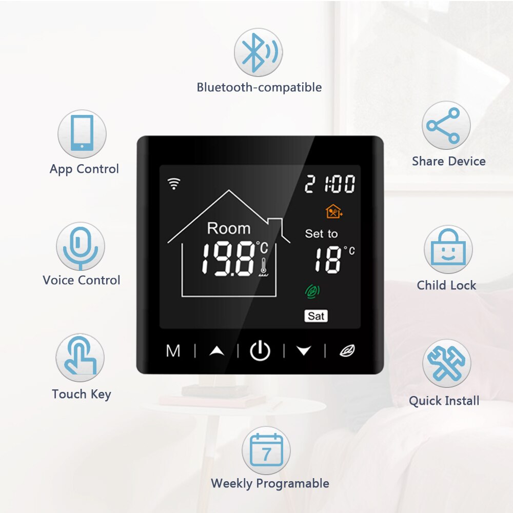 Beok-termostato WiFi con controlador de temperatura para caldera de Gas, termostato inteligente para calefacción de habitación, funciona con Alexa y Google Home