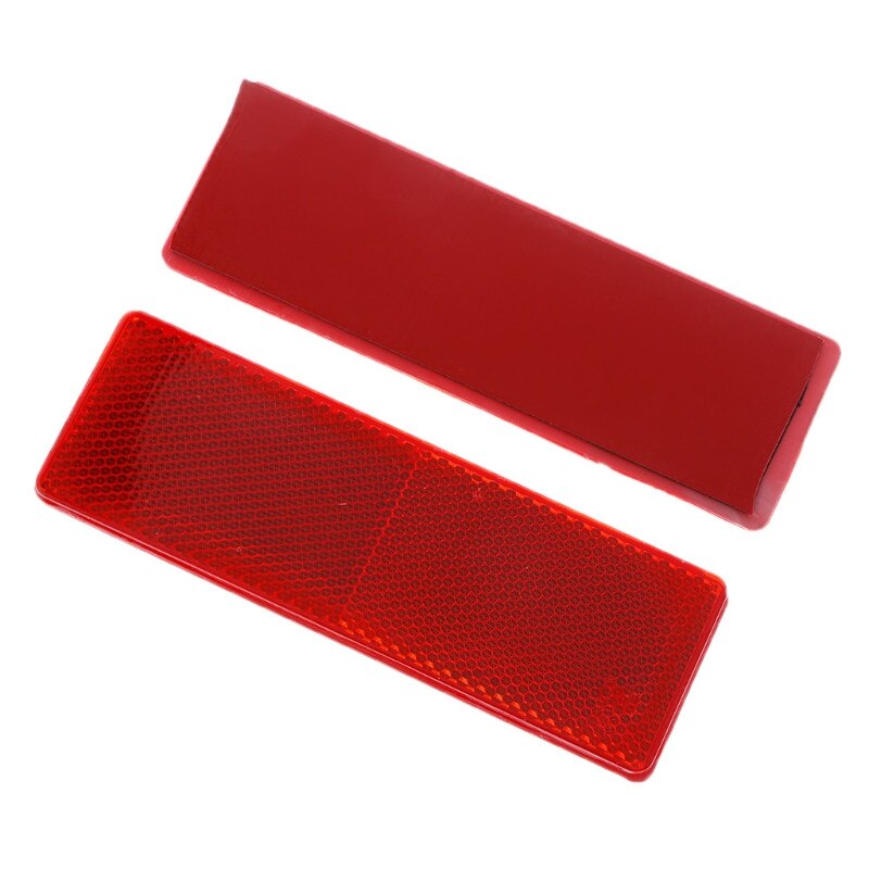 QILEJVS 2pcs Plastic Reflector Reflective Warning Plate Stickers Sign Sheeting Car Truck: Red Without Hole