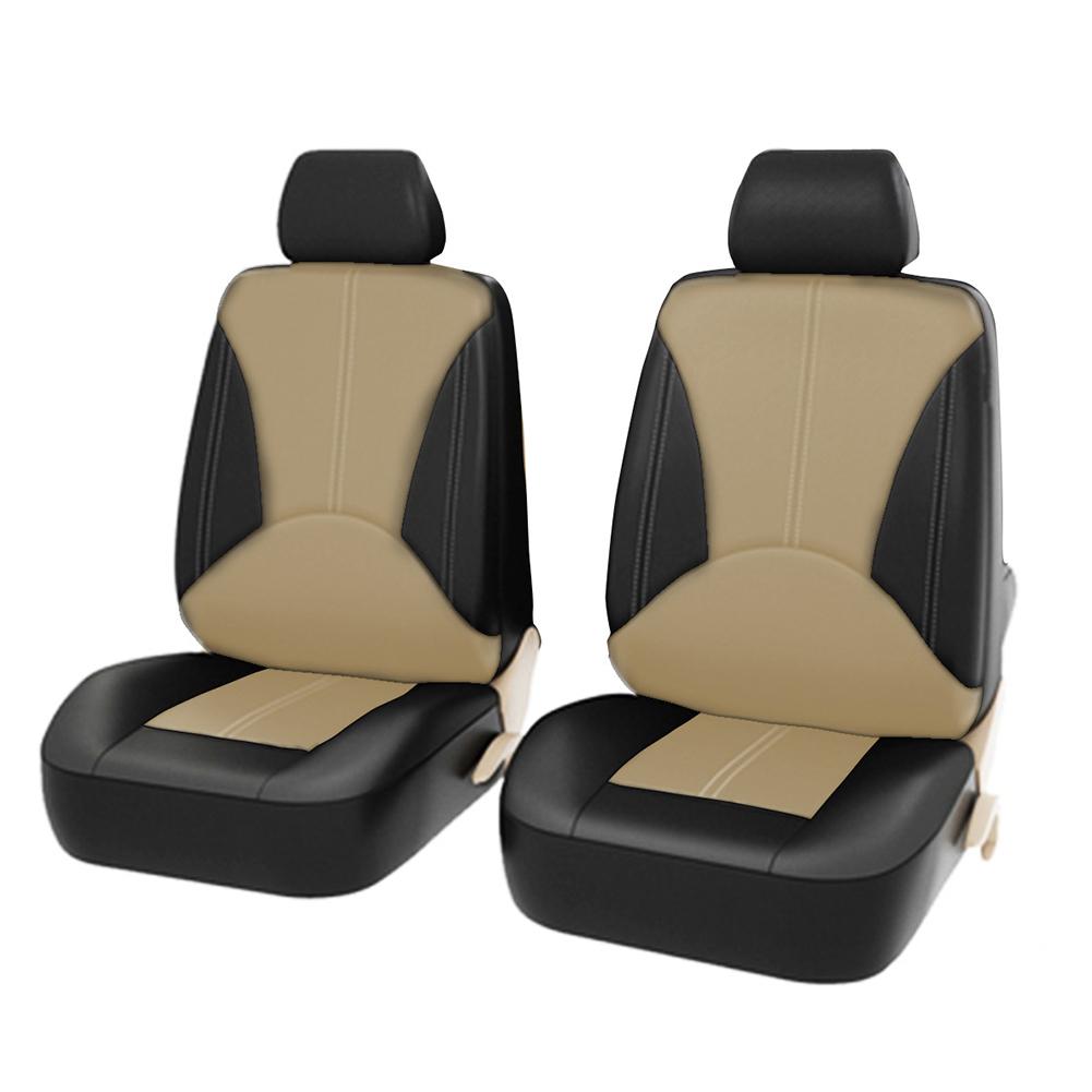 Car Seat Covers PU Leather Front Seats Black Faux Leather Car Seat Cover Set Universal Car Accessories Interior Seat Protector: Beige