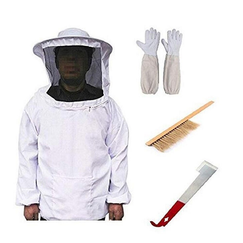 4pcs Beekeeping Protective Jacket Bee Suit Bee Insect Feeding Supplies Keeping Beekeeper Costume Beekeeping Suit